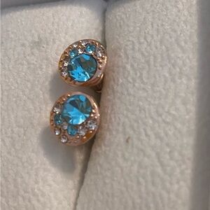 Elegant Blue and Gold Stud Earrings